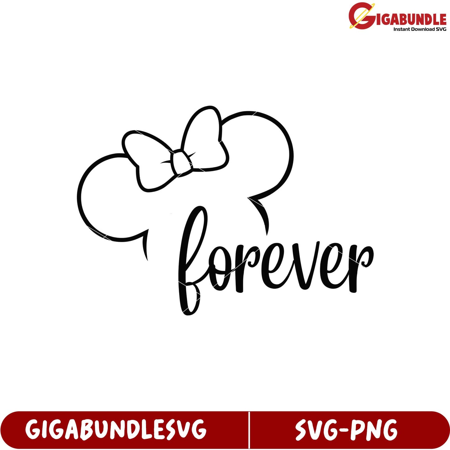 Sweet Forever Design SVG with Cute Bow and Iconic Mouse Ears