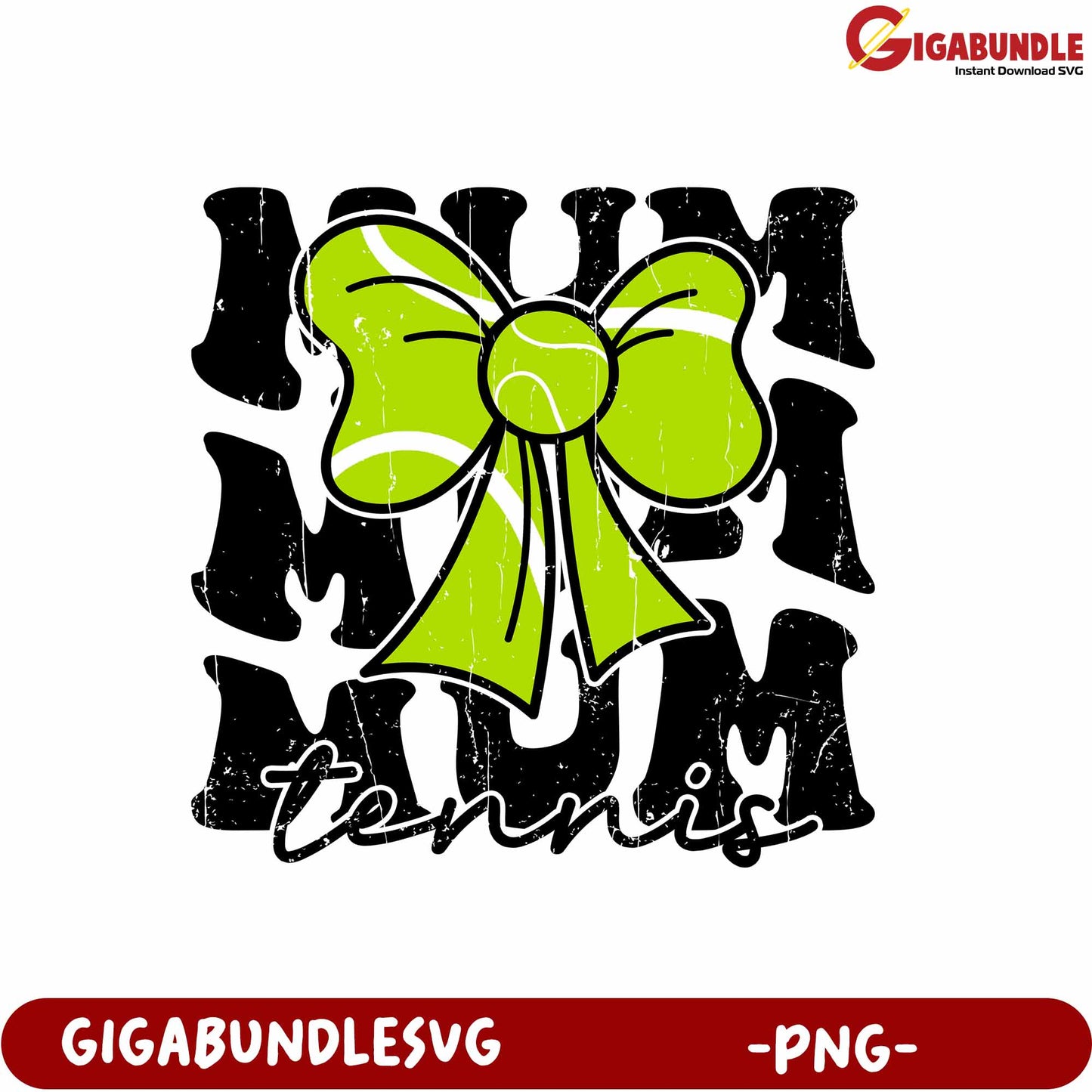 Tennis Mom Design with Green Bow Graphic in PNG Format for Download