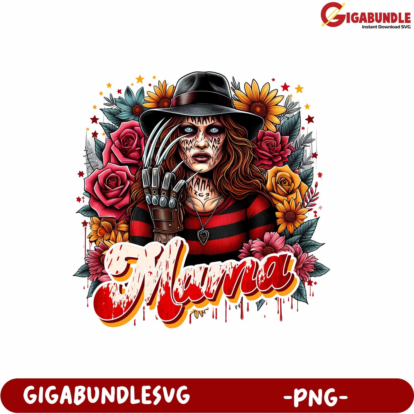 Unique Horror Graphic Mama Character Design PNG Downloadable Art