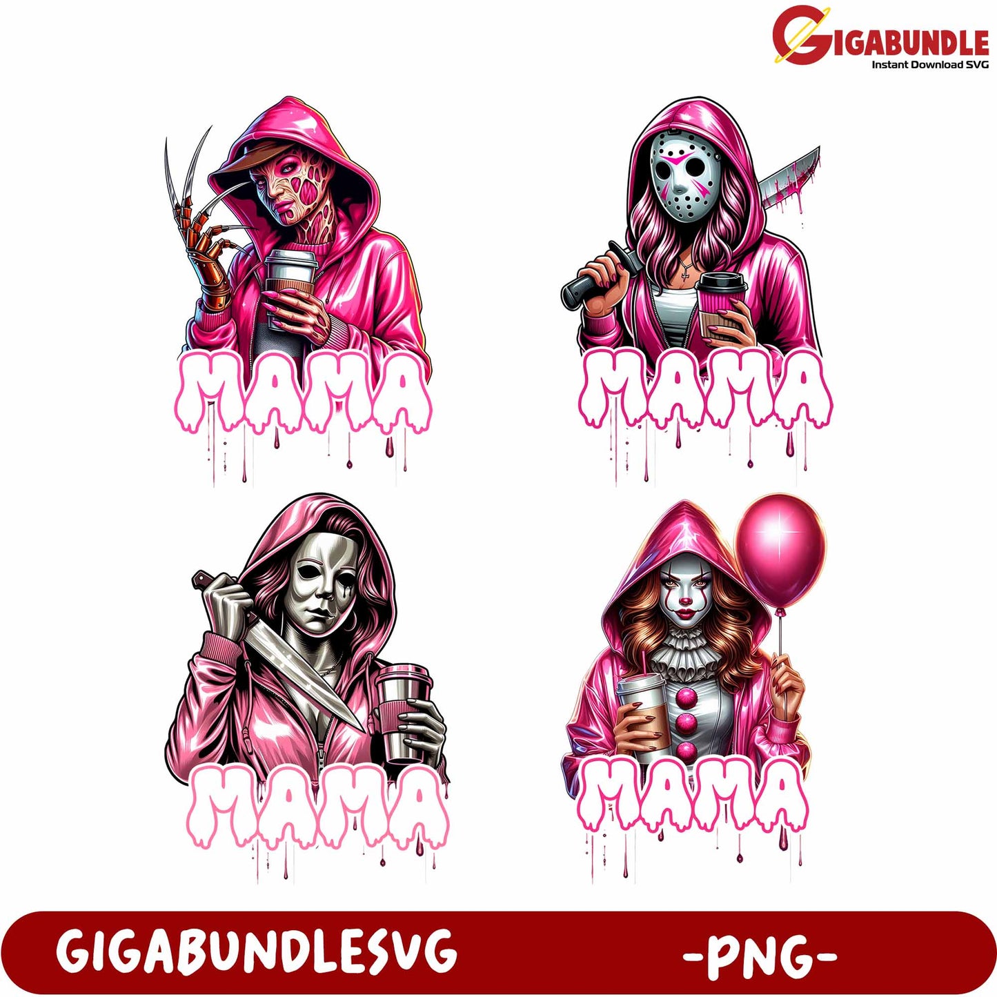 Unique Horror Mama Characters Artwork PNG for Creative Projects