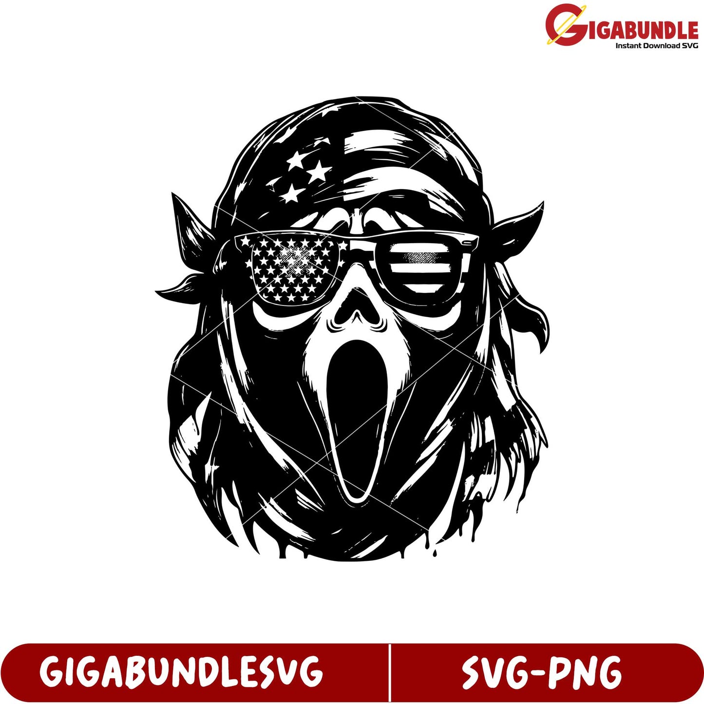 Unique Skull Art with American Flag Sunglasses SVG Design for Download