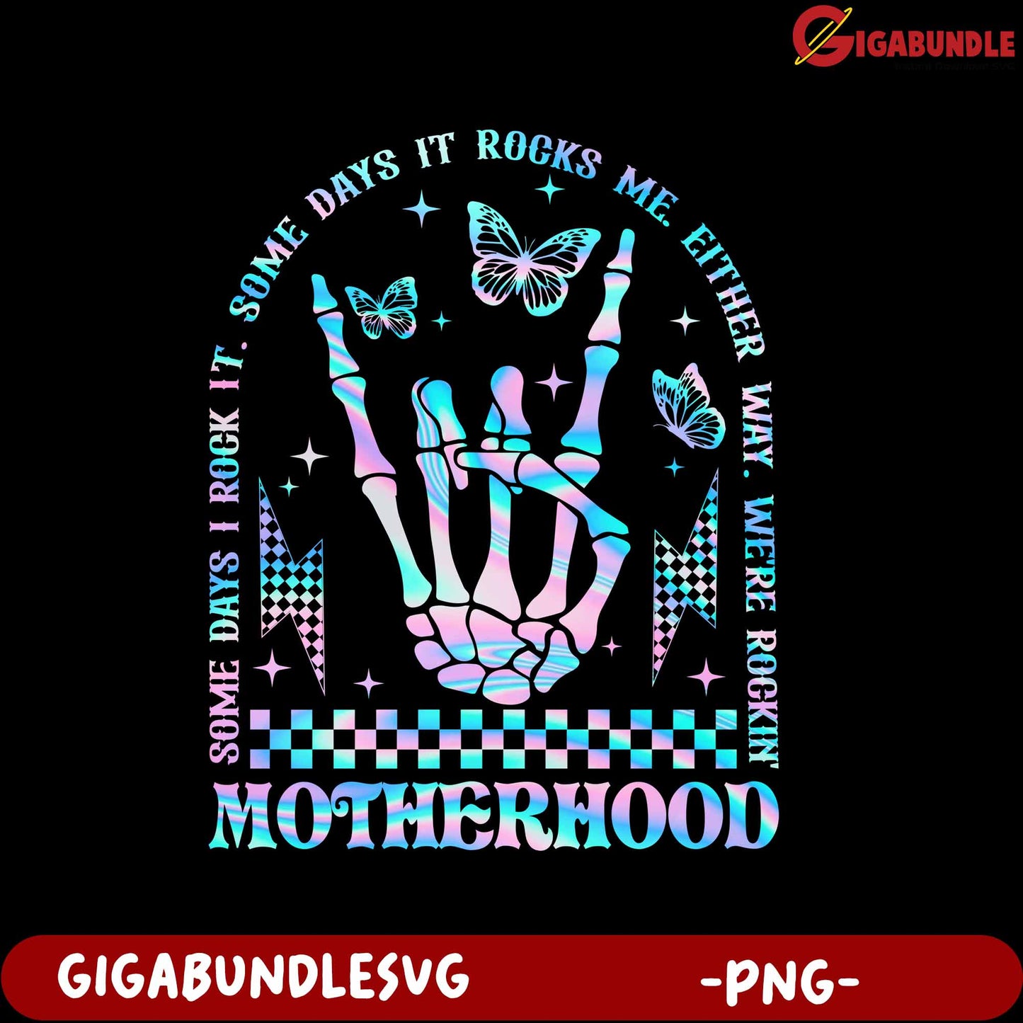 Vibrant Rocking Motherhood Art PNG for Creative Designs