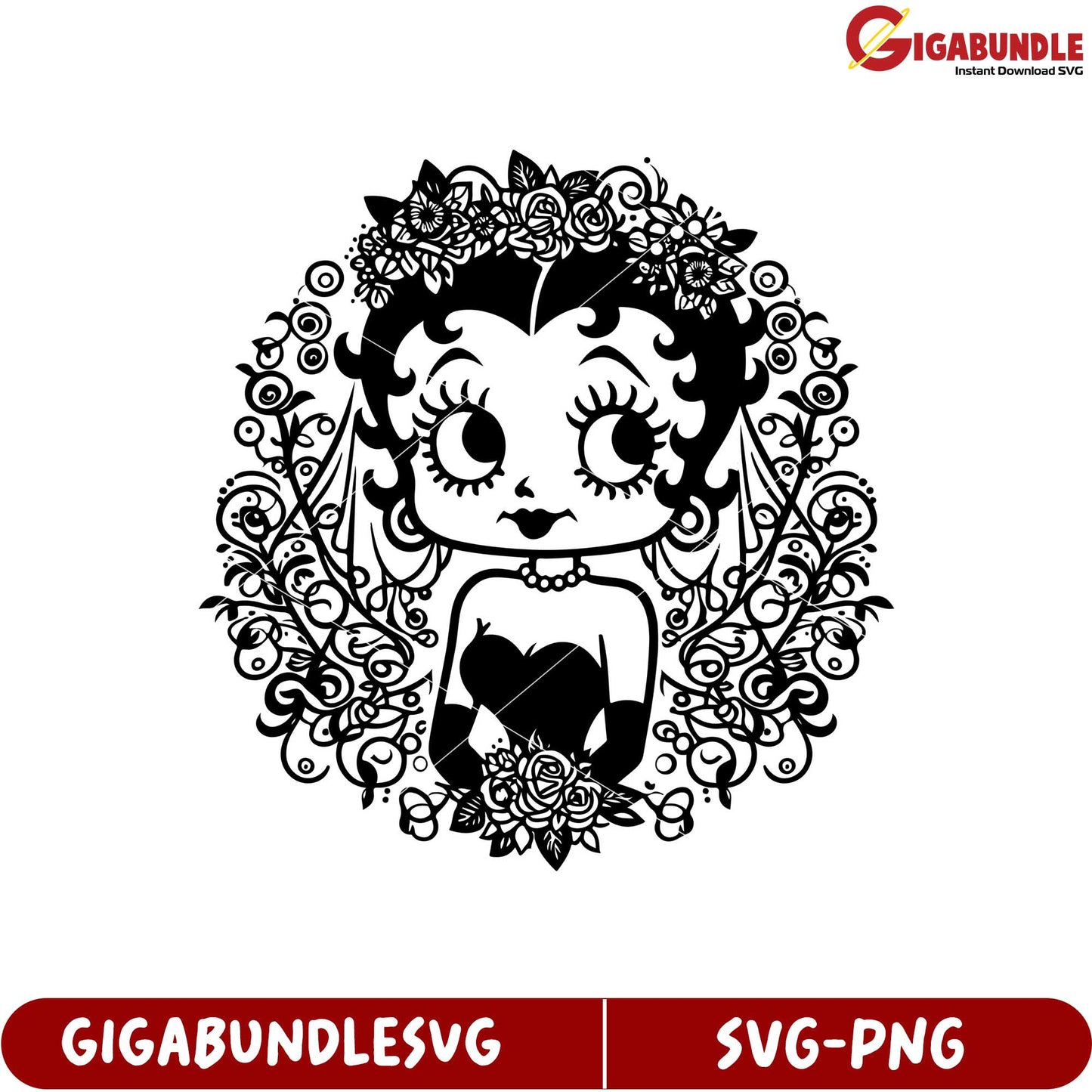 Vintage Floral Bride Illustration SVG Design for Crafting Projects