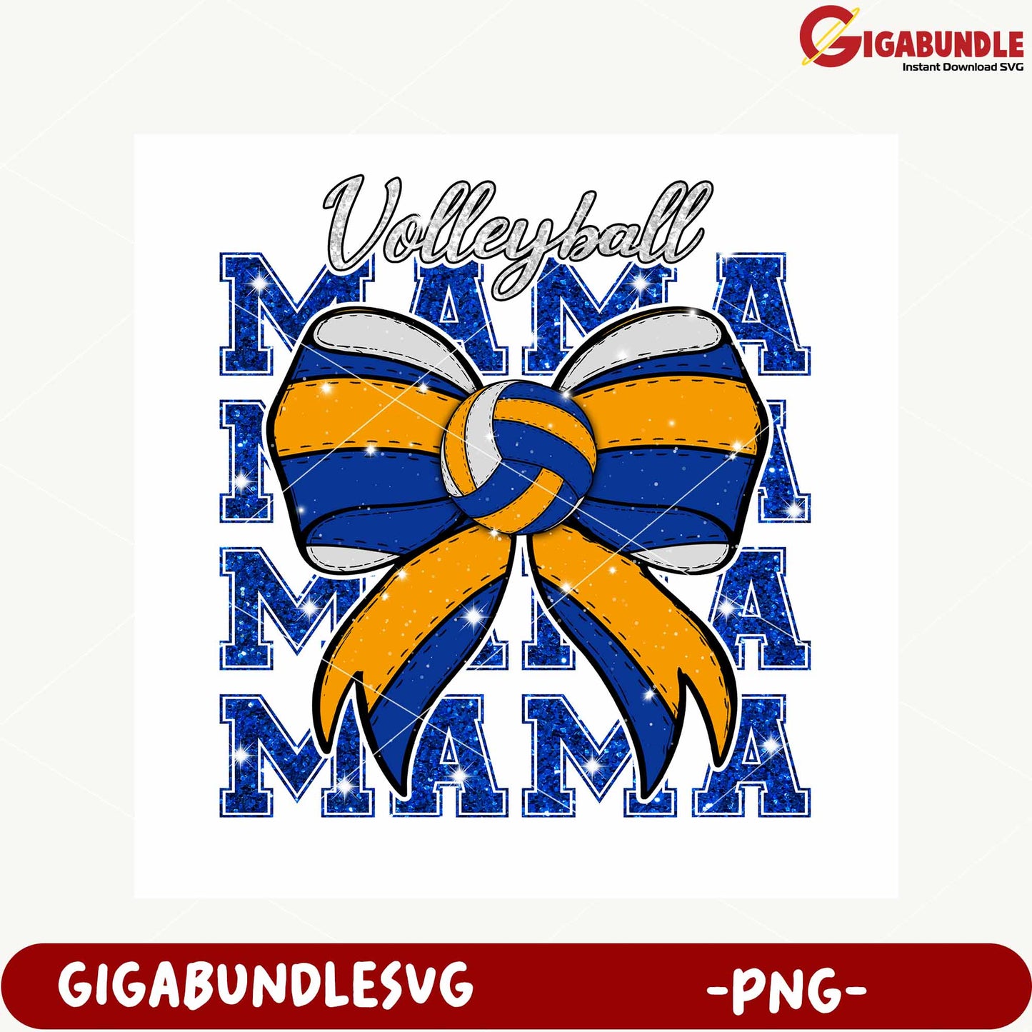 Volleyball Mama Bow Design PNG for Sports Enthusiasts