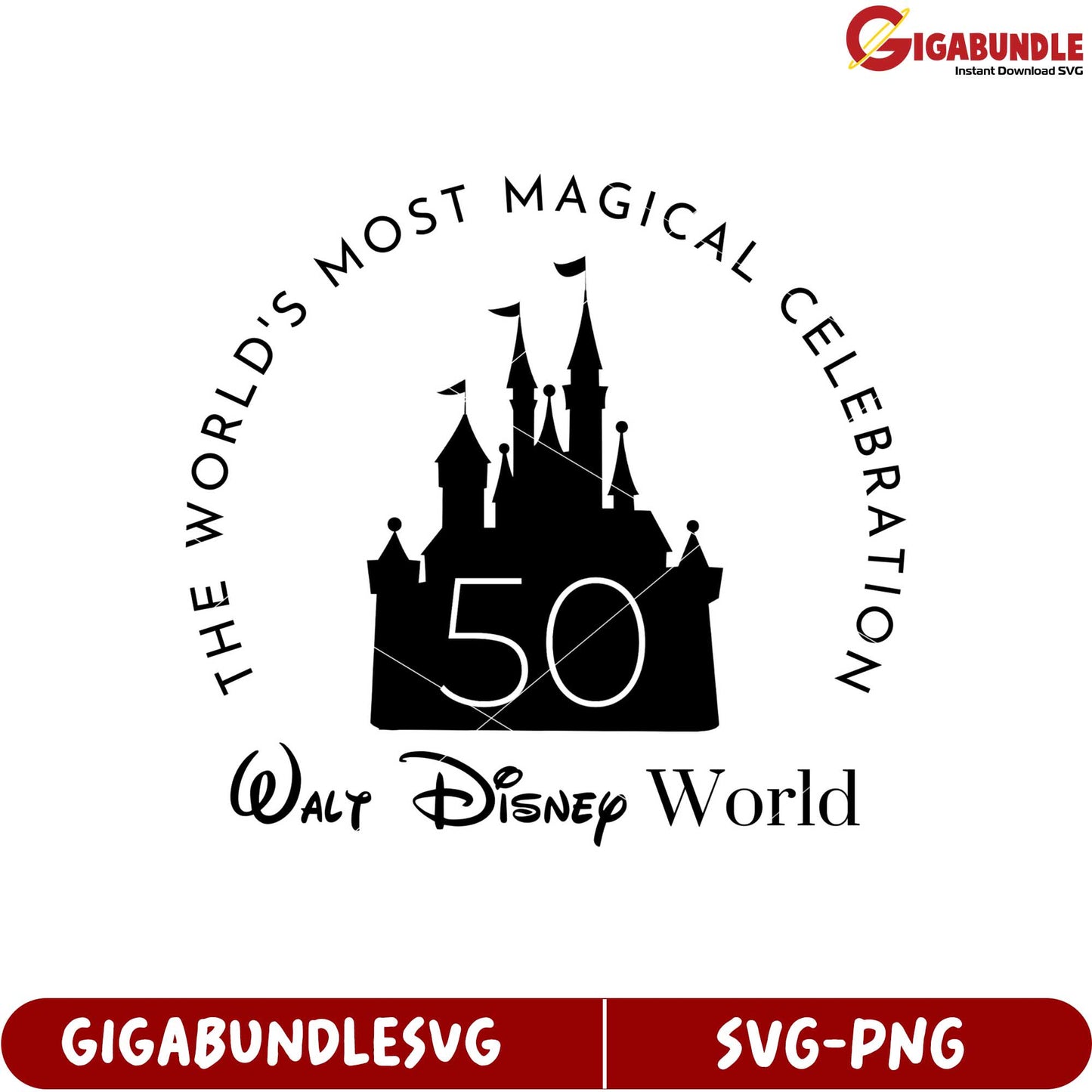 Walt Disney World 50th Celebration Magical Castle SVG Decoration Download