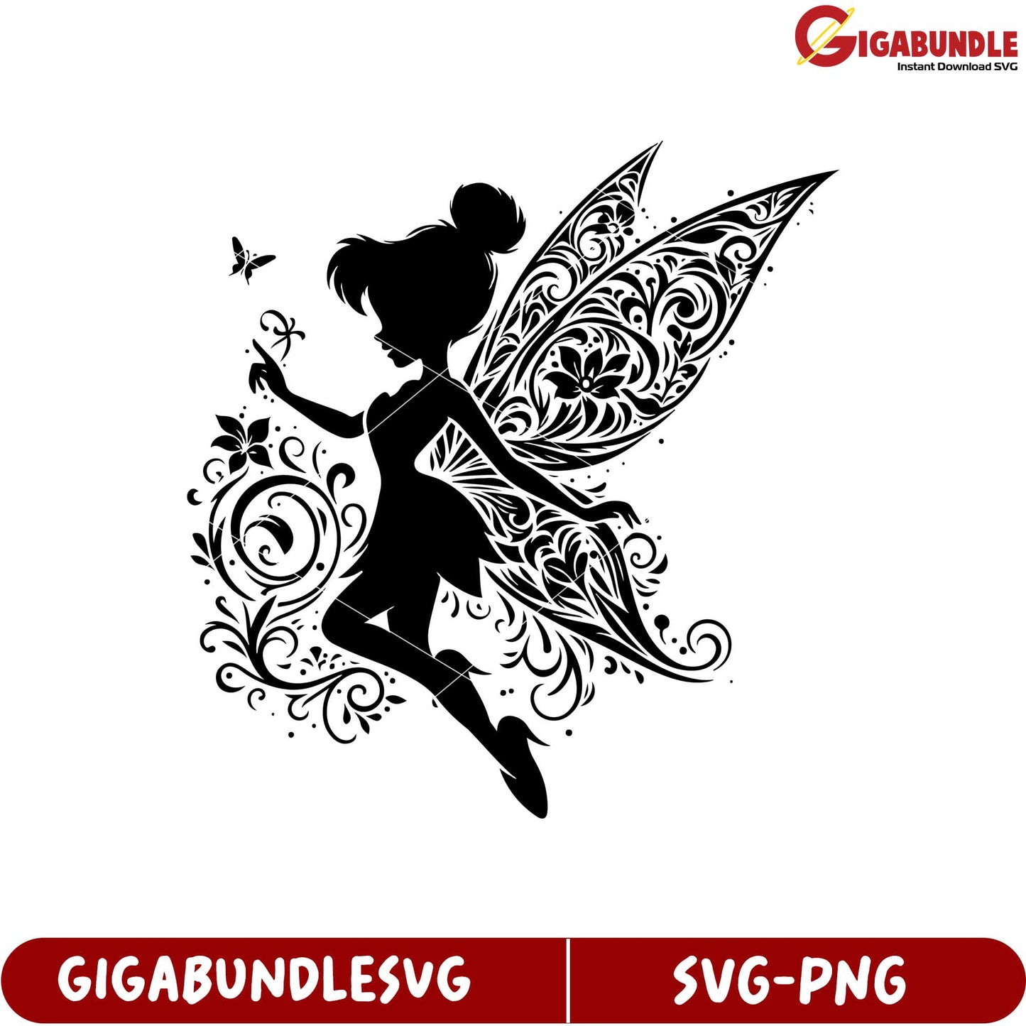Whimsical Fairy Silhouette SVG Art for Crafting and Design Projects