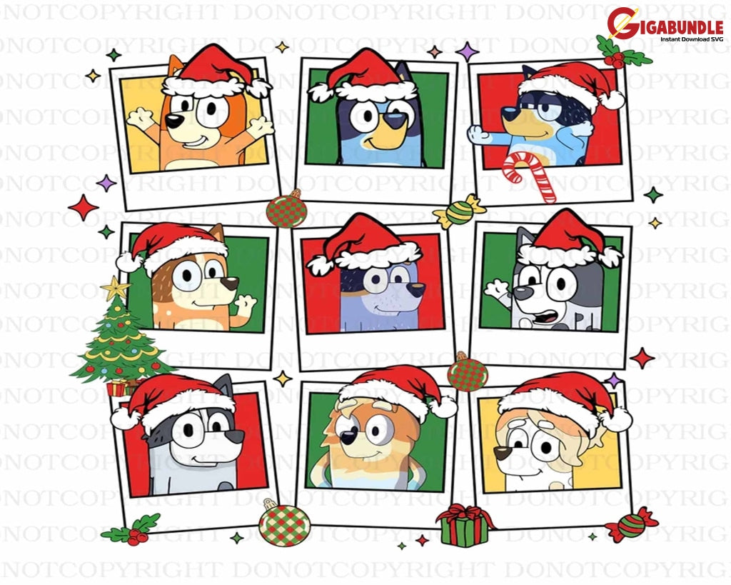 Blue Dog Christmas Svg Characters