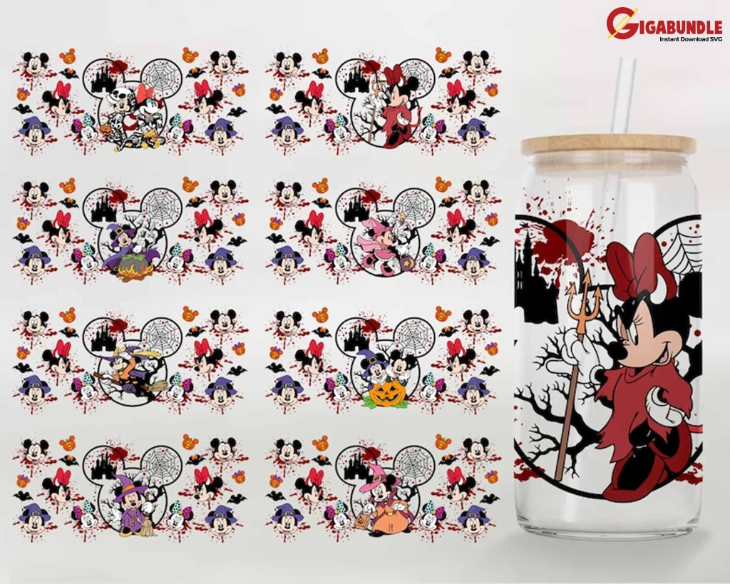 Bundle 40 Cartoon Libbey Glass Can Wrap 16Oz Png Halloween