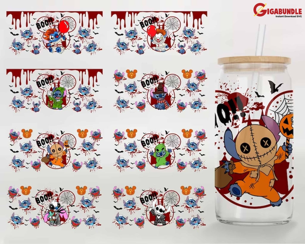 Bundle 40 Cartoon Libbey Glass Can Wrap 16Oz Png Halloween