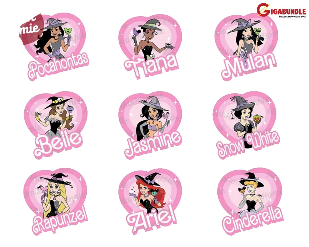 Bundle 9 Halloween Princess Png Trick Or Treat Heart Dolls Png Svg