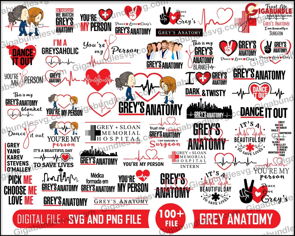 Bundle Greys Anatomy Svg Png Dxf Eps