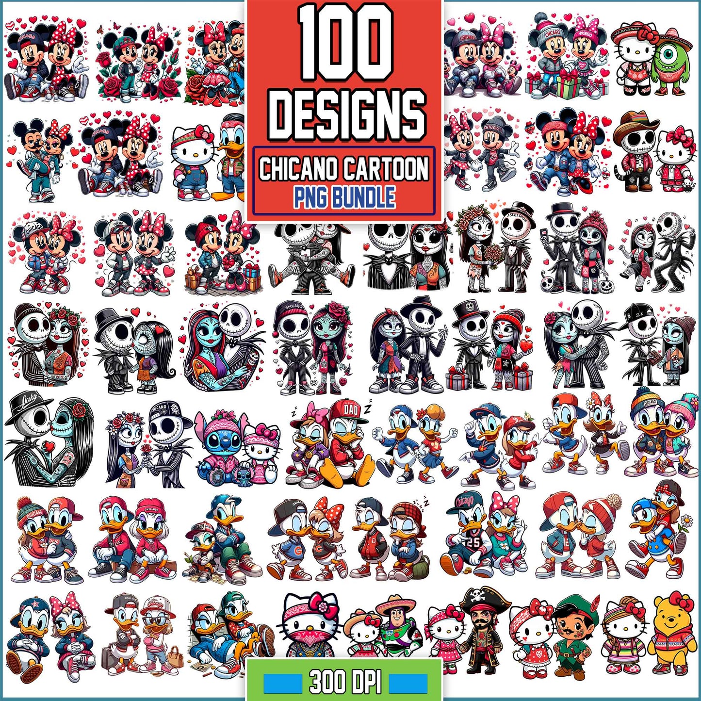Mega Chicano Couple Png Bundle, Disney Cartoon Png