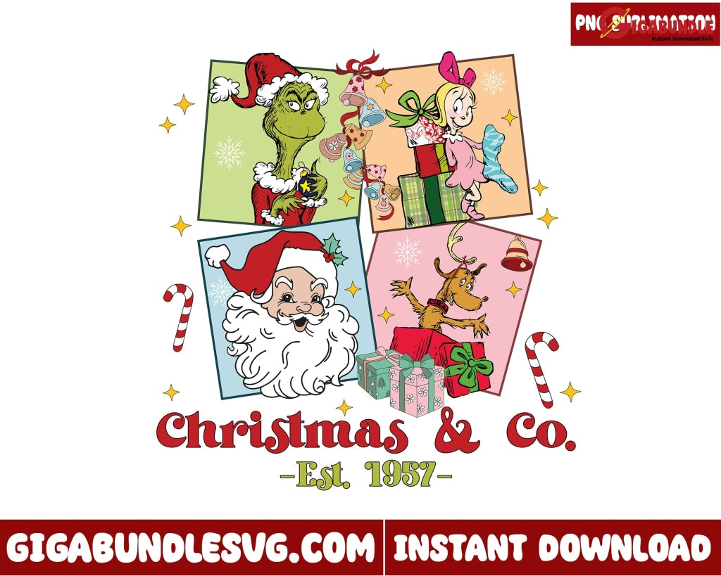 Christmas Est 1957 Png, Retro Christmas png