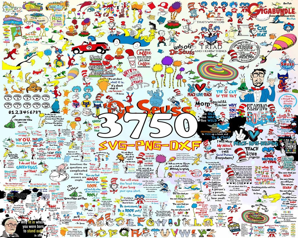 Dr Seuss 2022 Svg Svg Bundle Cat In The Hat Svg Green Eggs And Ham For Teachers Lorax Thing 1 And 2