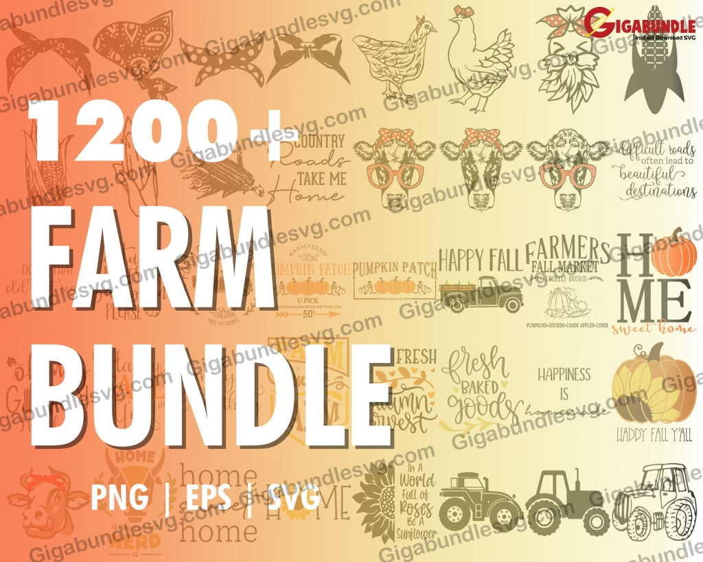 Farm Bundle Svg Png Dxf Eps