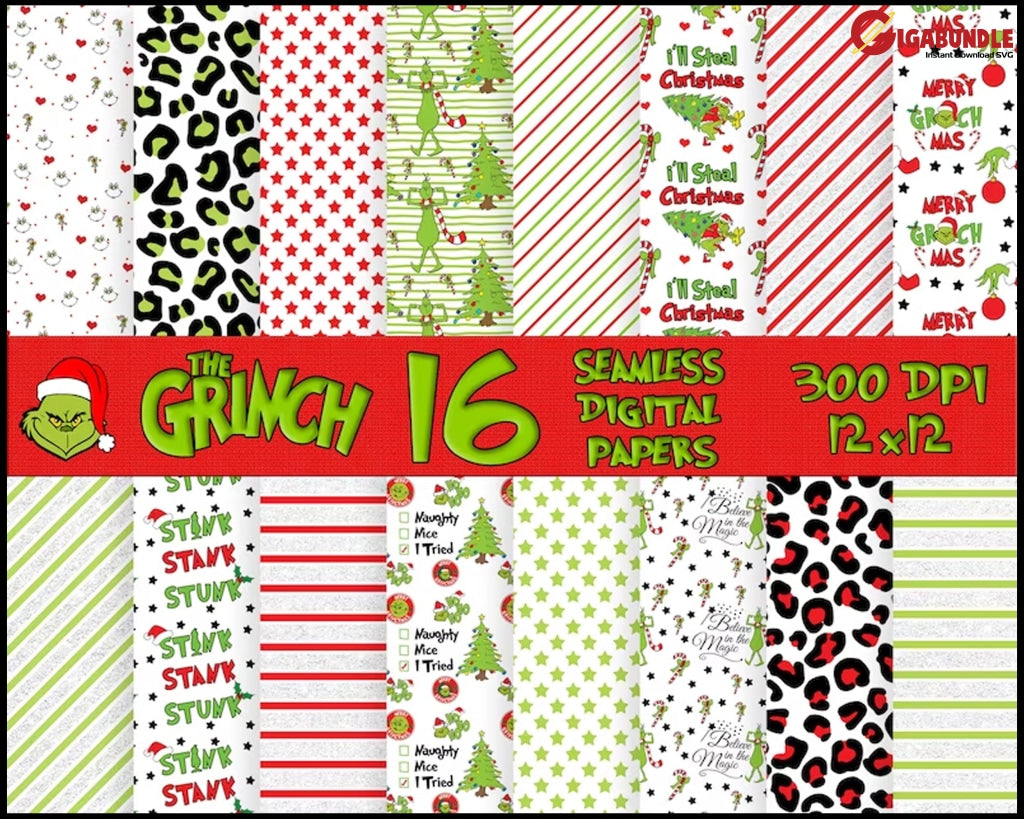 How the Grinch Stole Christmas Seamless Party Printable, Stationary,  Digital Paper, Scrapbook Paper, 8.5 X 11 Paper, Giggleboxdesignshop 