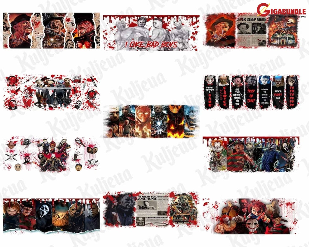 Halloween 16Oz Glass Can Wrap Png Bundle Character Design