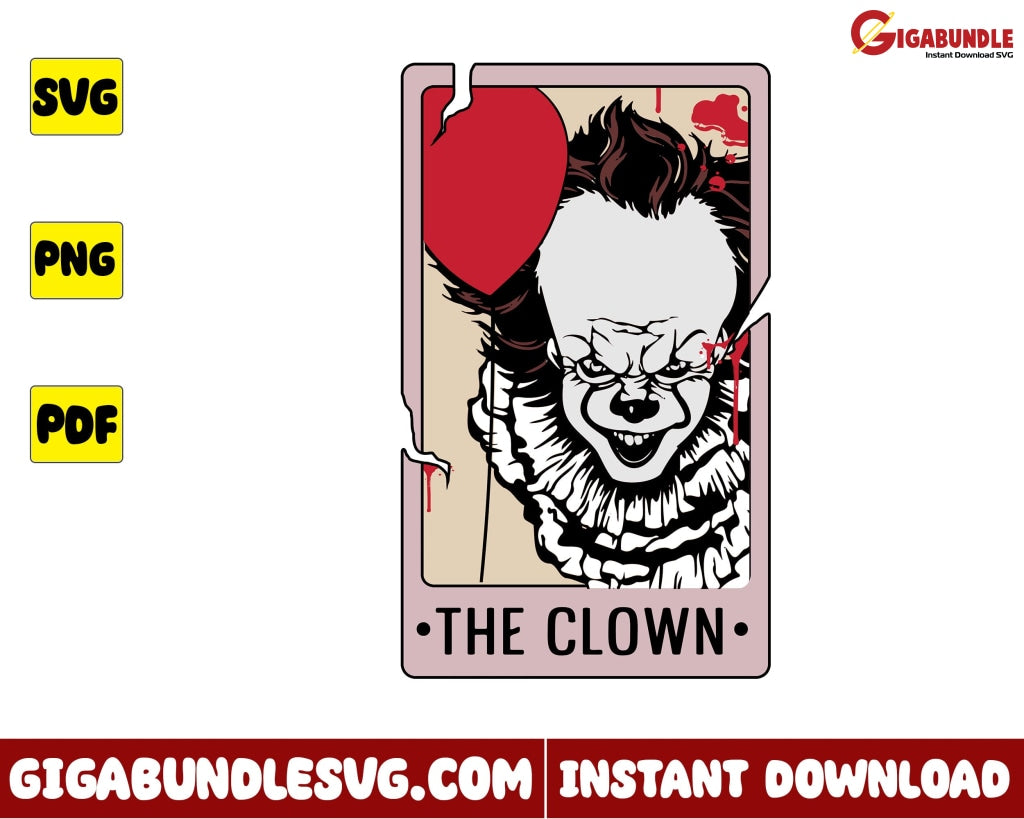 Scary Pennywise Clown Face Svg, Horror Movie Characters Svg