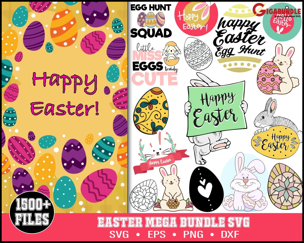 Happy Easter Svg Bundle Bunny Face Svg Egg Png Spring Layered Cut Files