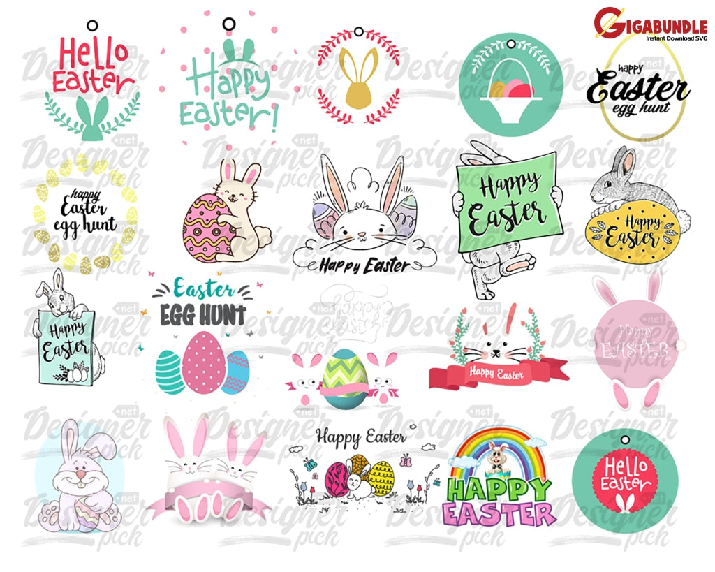 Happy Easter Svg Bundle Bunny Face Svg Egg Png Spring Layered Cut Files