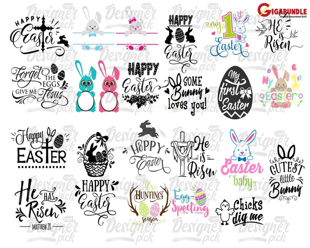 Happy Easter Svg Bundle Bunny Face Svg Egg Png Spring Layered Cut Files