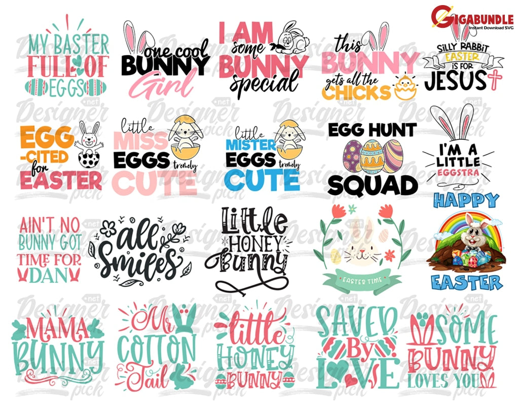 Happy Easter Svg Bundle Bunny Face Svg Egg Png Spring Layered Cut Files