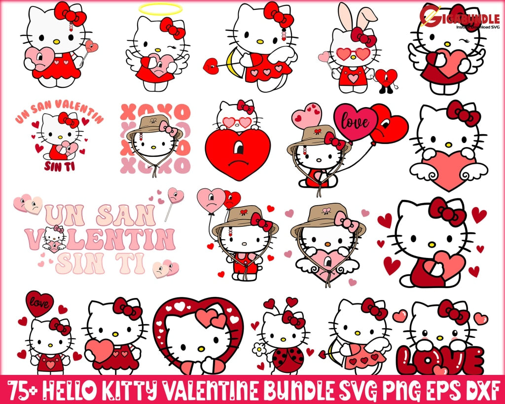 Hello Cat Heart Love PNG Bundle, Hello Cat Hearts Png, Valentine Cat P –  Gigabundlesvg