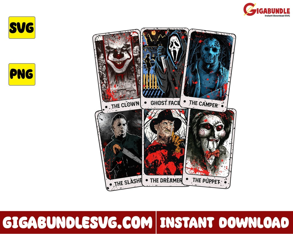 Horror Characters Tarot Card Svg, Horror Characters Svg, Tarot Card Sv