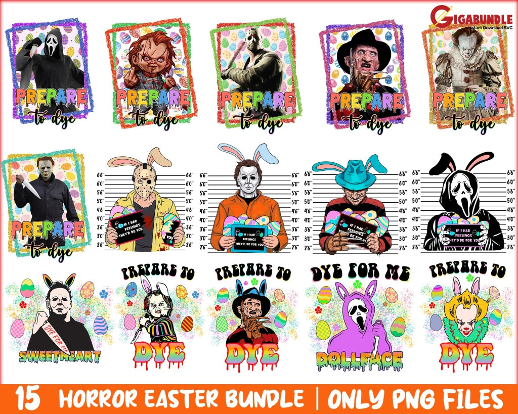 Horror Easter Png Bundle Prepare To Dye Vibes Killer Movie Instant Download
