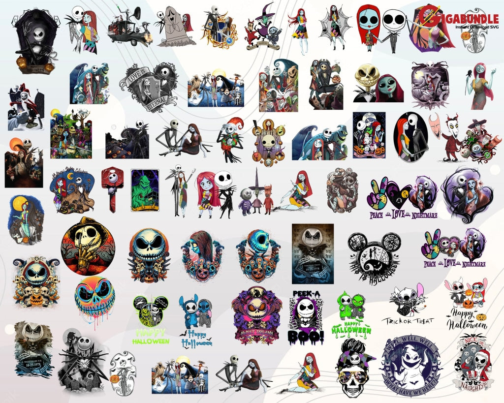 Jack Skellington Png Bundle Horror Movie Happy Halloween The Nightmare Before Christmas Png Digital
