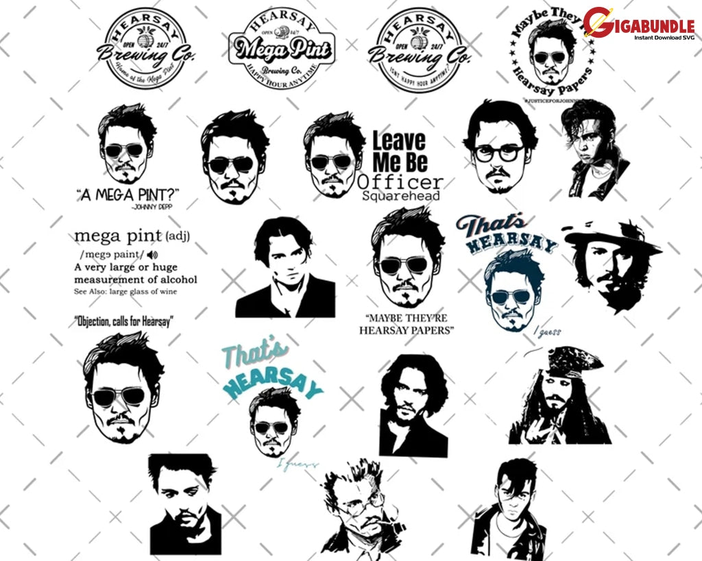 Johnny Depp Trial Png Justice For Mega Pint Hearsay Jack Sparrow Cricut Cut File Bundle