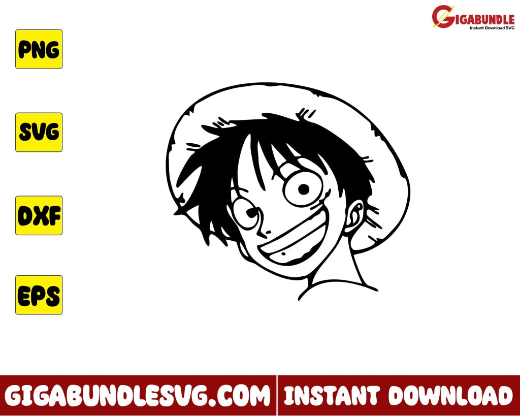 One Piece Luffy PNG Instant Download SVG (Instant Download) 