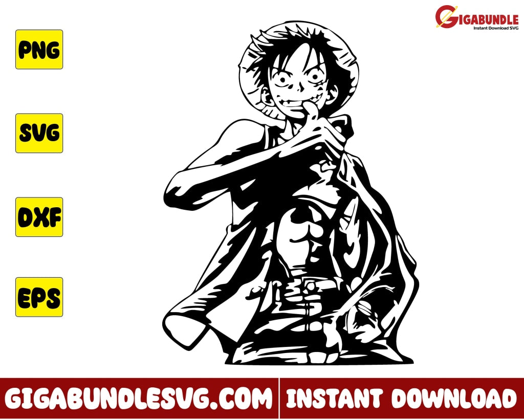 One Piece Luffy PNG Instant Download SVG (Instant Download) 