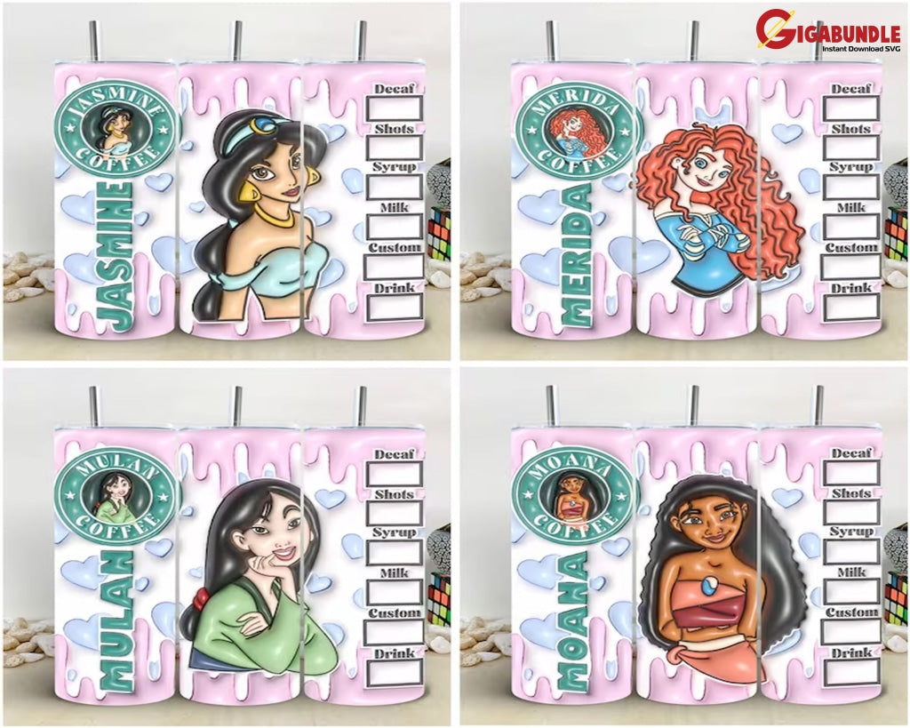 Mega 50+ Bundle 3D Cartoon Tumbler Wrap Png Design Skinny Sublimation Style Inflated Instant