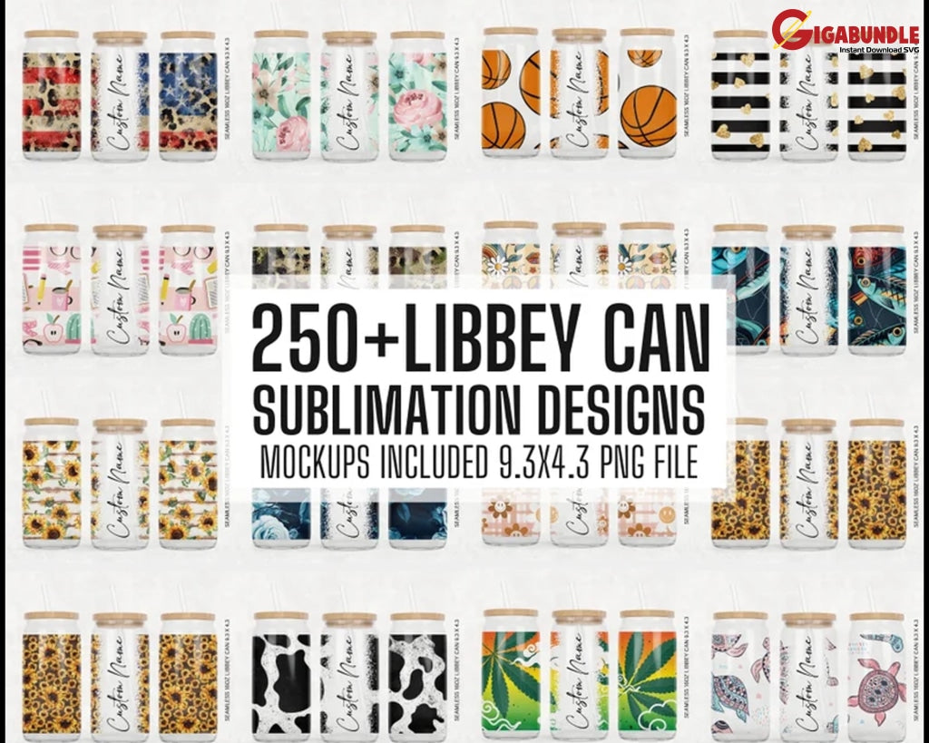 16 oz Libbey Glass Can Tumbler Sublimation Design - Design Digital Download  PNG