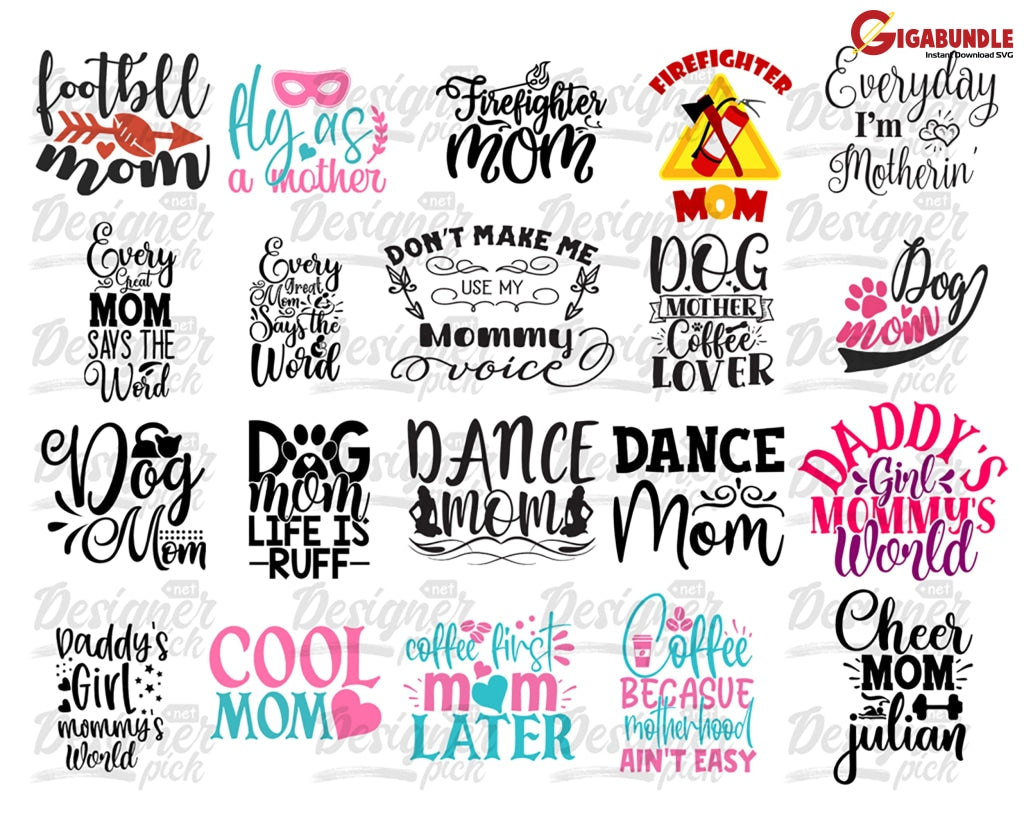Mom Svg Bundle Mothers Day Life Girl Mom Mama Funny Quotes Blessed Mama Png