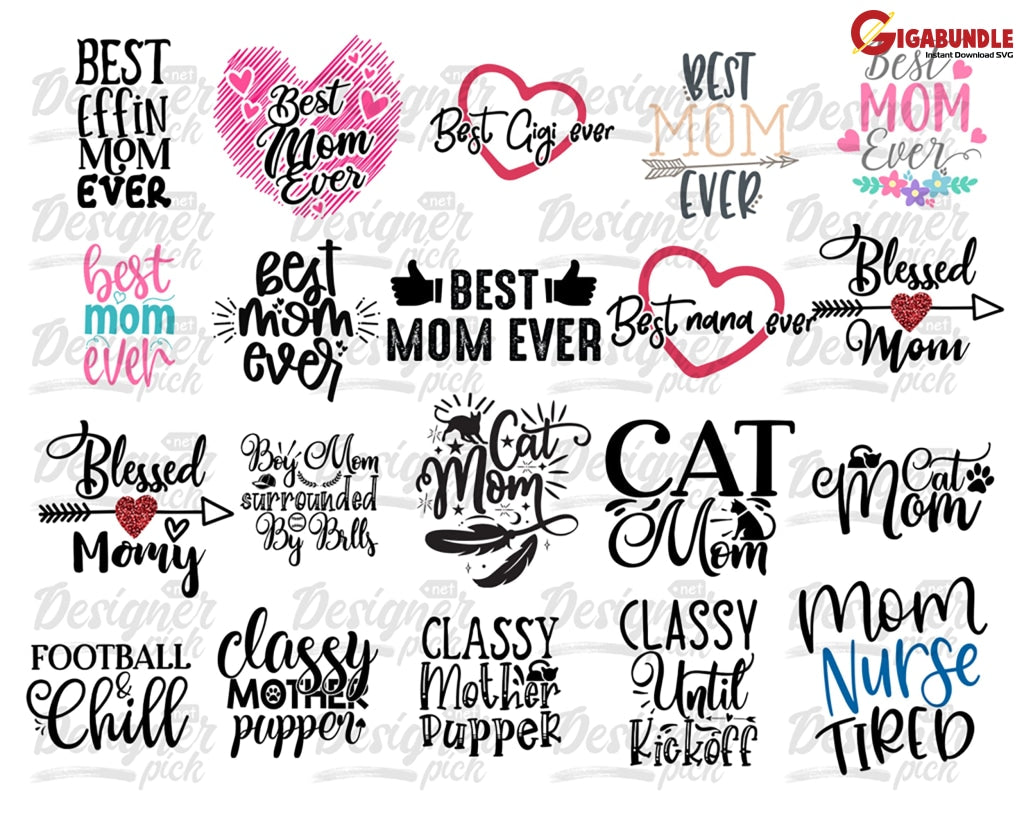 Mom Svg Bundle Mothers Day Life Girl Mom Mama Funny Quotes Blessed Mama Png
