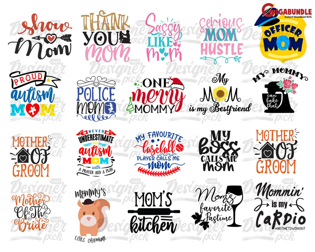 Mom Svg Bundle Mothers Day Life Girl Mom Mama Funny Quotes Blessed Mama Png