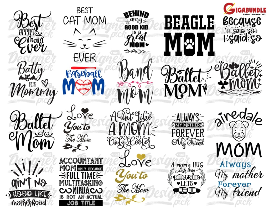 Mom Svg Bundle Mothers Day Life Girl Mom Mama Funny Quotes Blessed Mama Png