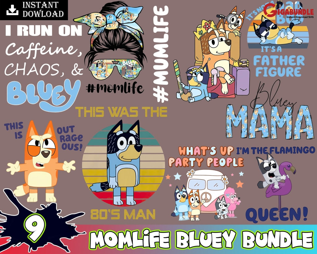 Momlife Bluey Png Father Mama Mumlife Caffeine Chao Flamingo Funny