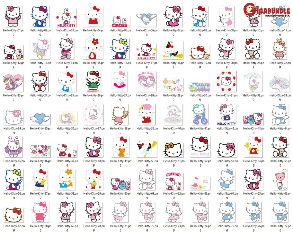1800+ Halloween Hello Kitty Bundle Japanese Chibi Cartoon Characters; Layered Png Svg Eps Dxf Cut