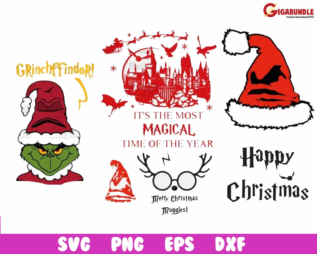 New 2022 Harry Potter Christmas Bundle Svg Png Dxf Eps