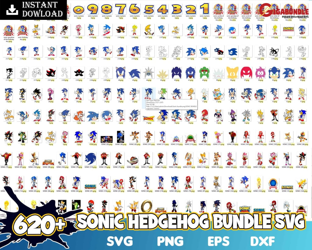 New 620+ Sonic Bundle Svg-Instant Download
