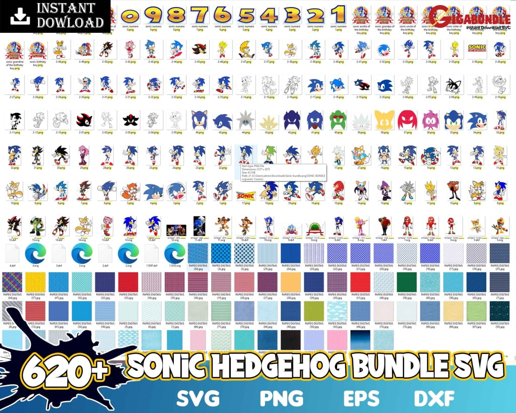 New 620+ Sonic Bundle Svg-Instant Download