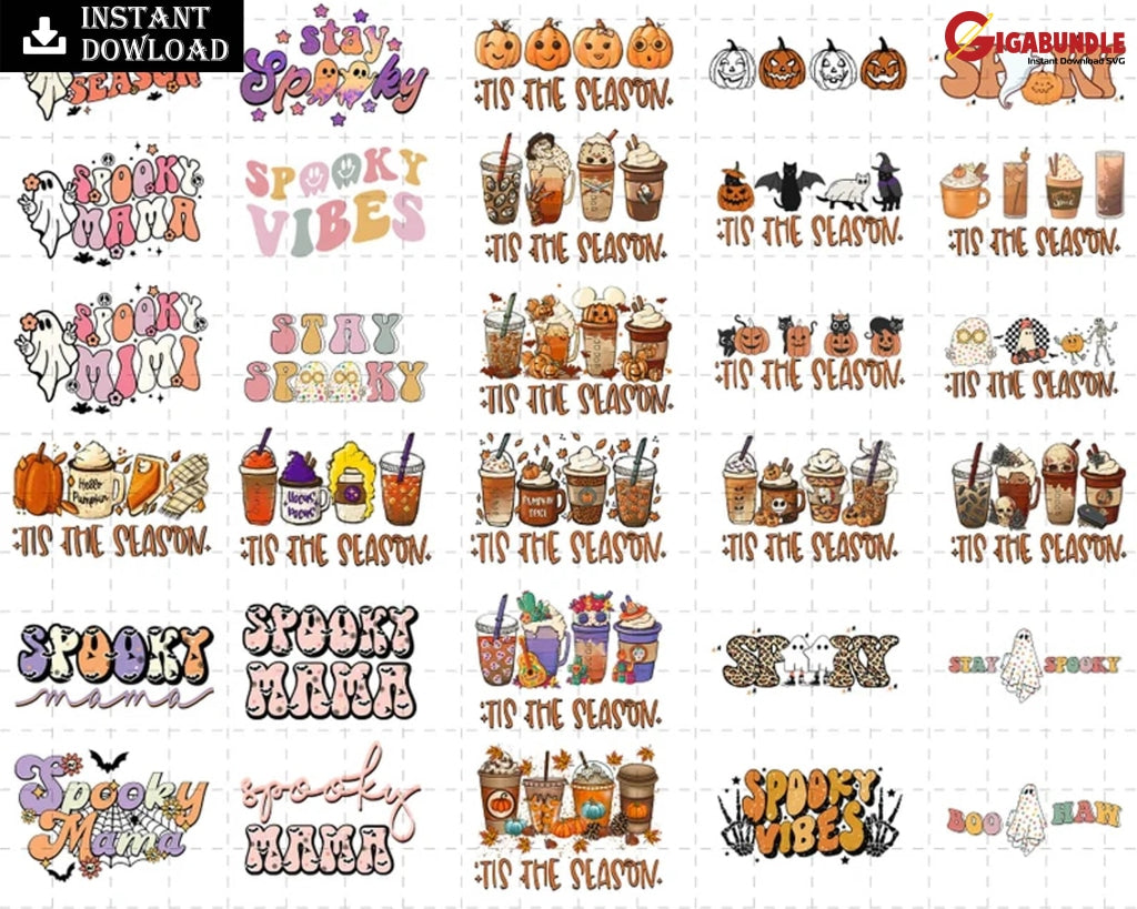 New Bundle Retro Halloween Png Sublimation Tis The Season Shirt Design