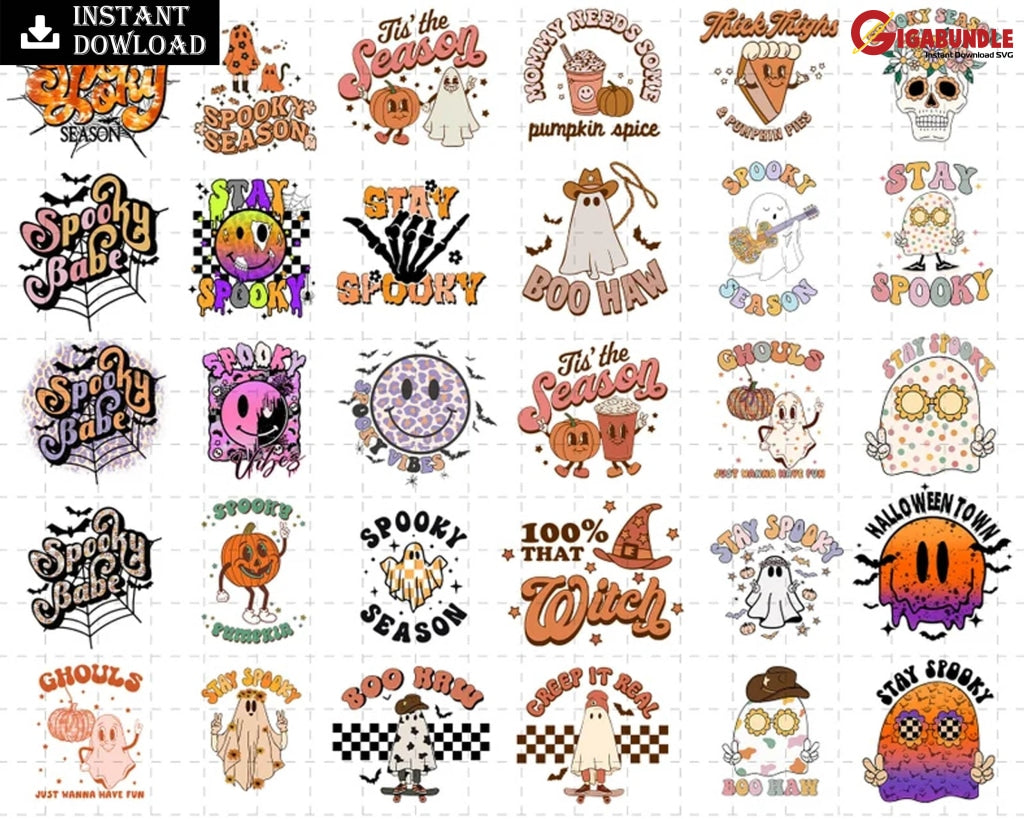 New Bundle Retro Halloween Png Sublimation Tis The Season Shirt Design