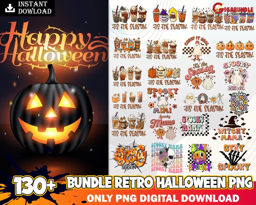 New Bundle Retro Halloween Png Sublimation Tis The Season Shirt Design