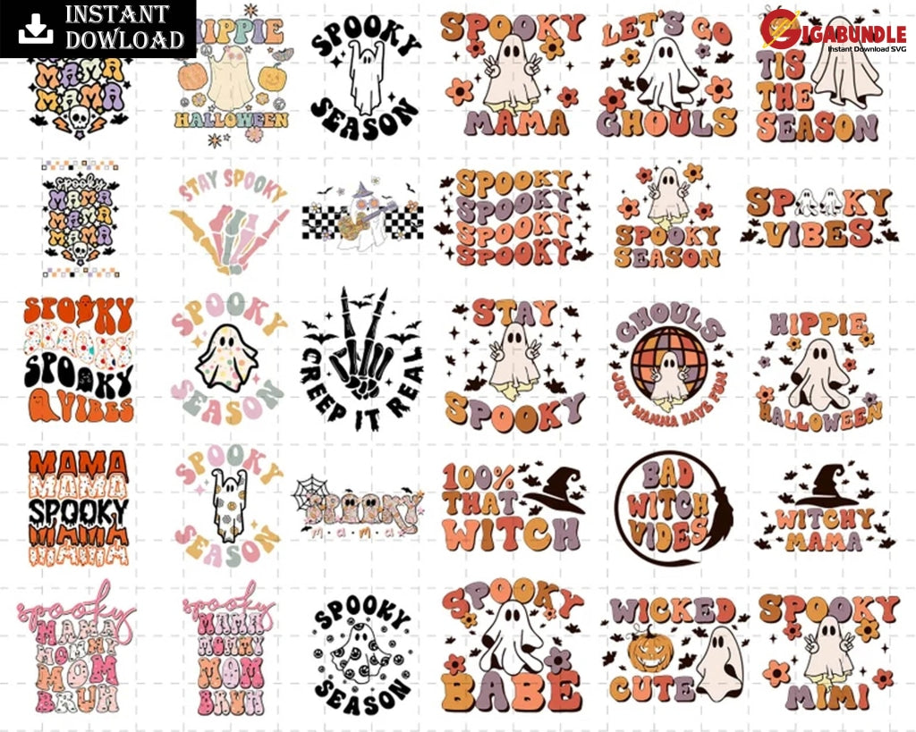 New Bundle Retro Halloween Png Sublimation Tis The Season Shirt Design