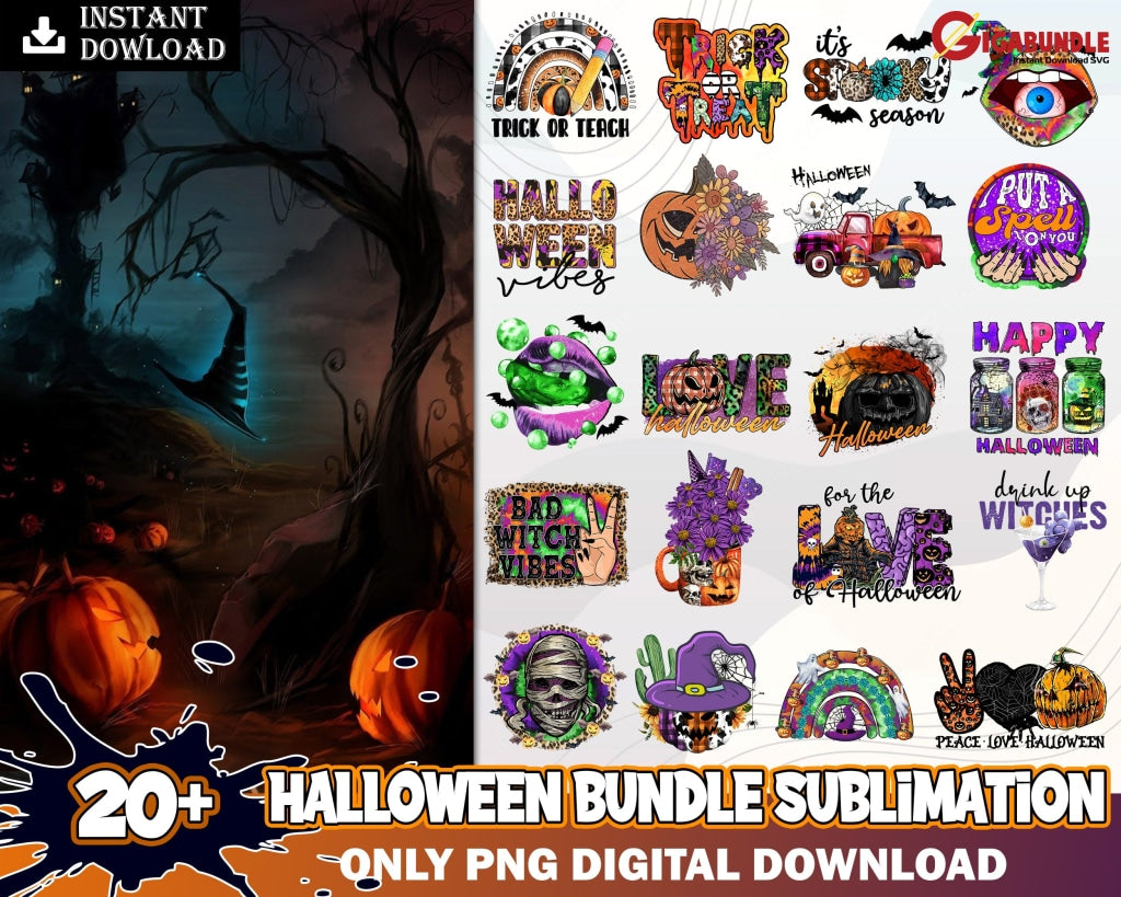 Trick or Treat Sublimation Design , Halloween Sublimation Bundle