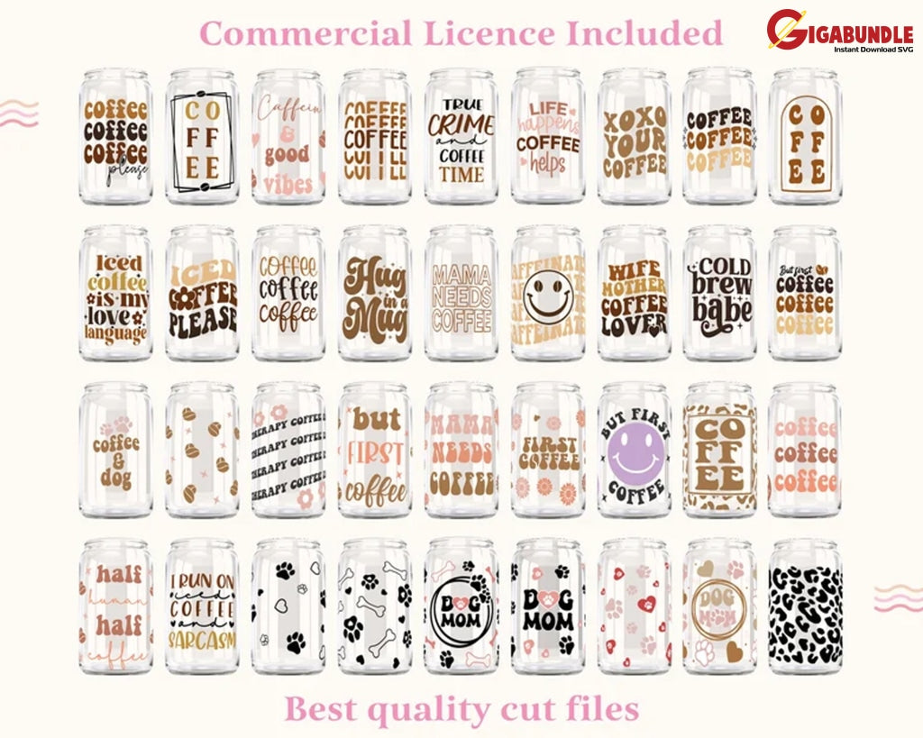 New Mothers Day Libbey Can Wrap Glass Svg 16Oz Coffee Bundle Cricut Png